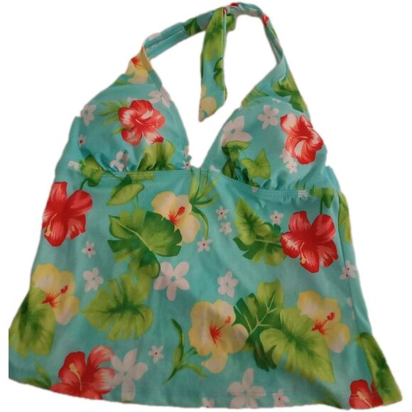 Next By Athena Tankini Top Swimsuit  Women's Size 10 Hawaii Tropical Flower - Picture 1 of 4